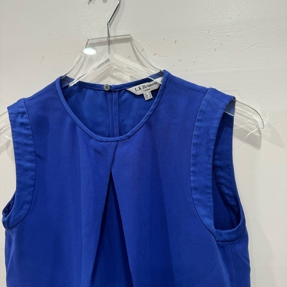 LK Bennett London Malea Crepe Vest Blouse Top Blue Size 6 - Picture 3 of 7